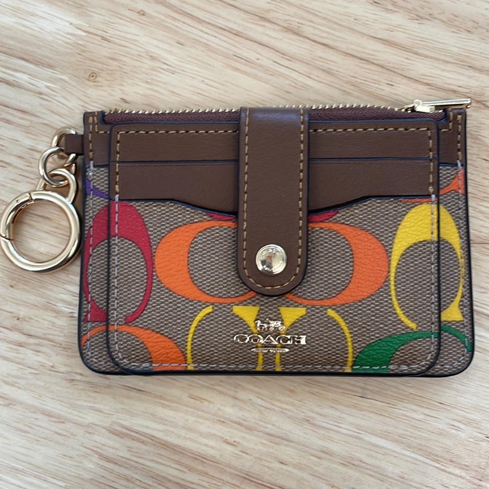 COACH Logo Khaki/ Rainbow Wallet